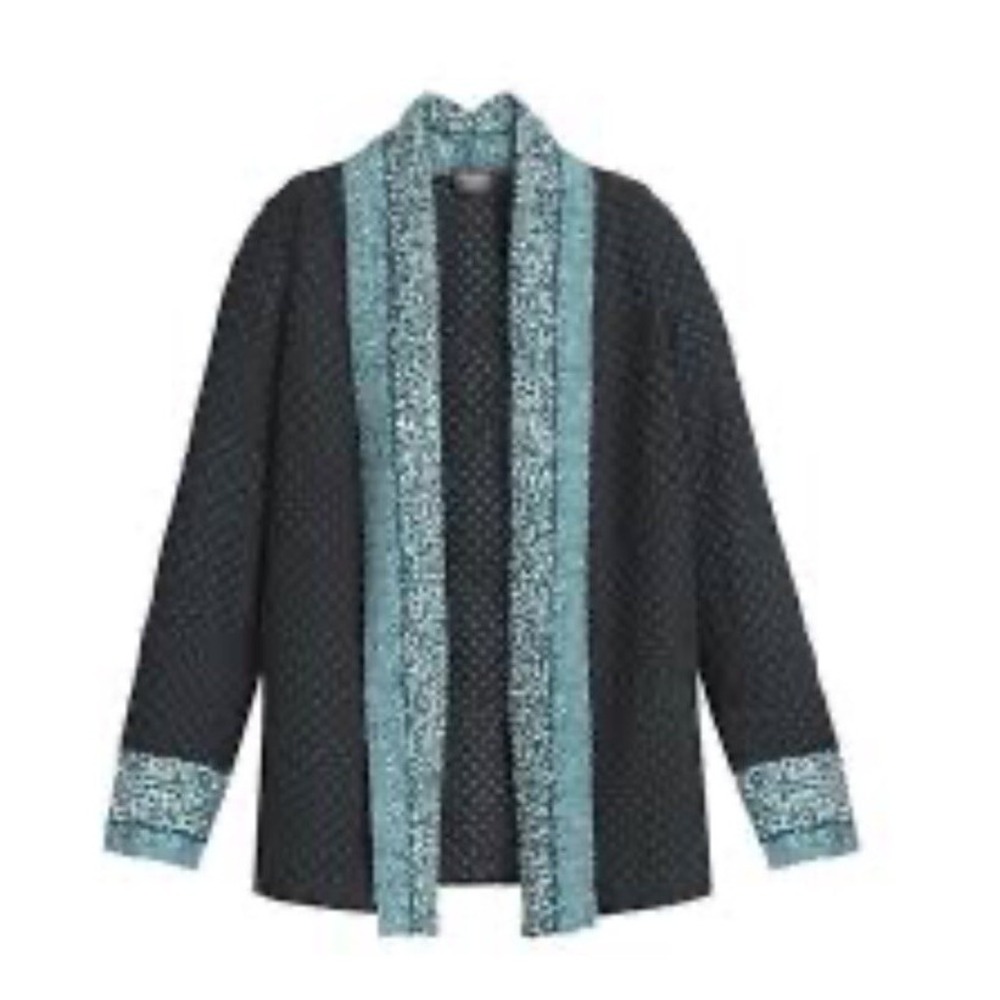 Chicos Travelers Jacket Size 2 Crushed Printed Wrinkle Free Colorful Artsy Green